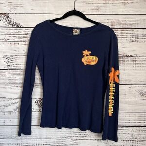 Vintage Mudd Tops Graphic Long Sleeve T-shirt Size L 90s Y2K Logo Layer Paradise